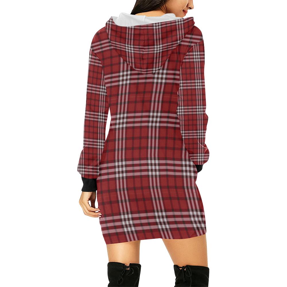 Scottish Tartan Royal Stewart Red Plaids Print Women Hoodie Dress-grizzshop