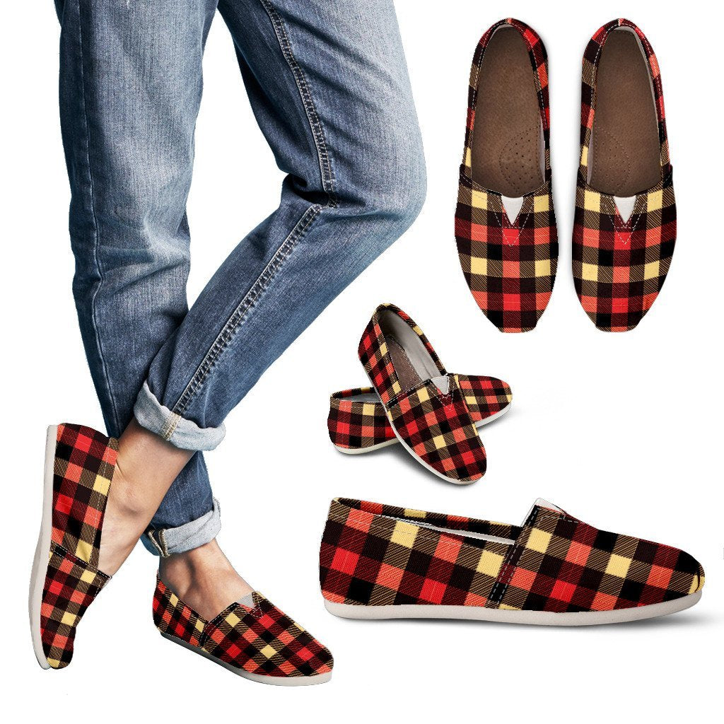 Scottish Tartan Red Yellow Plaid Women's Casual Shoes-grizzshop