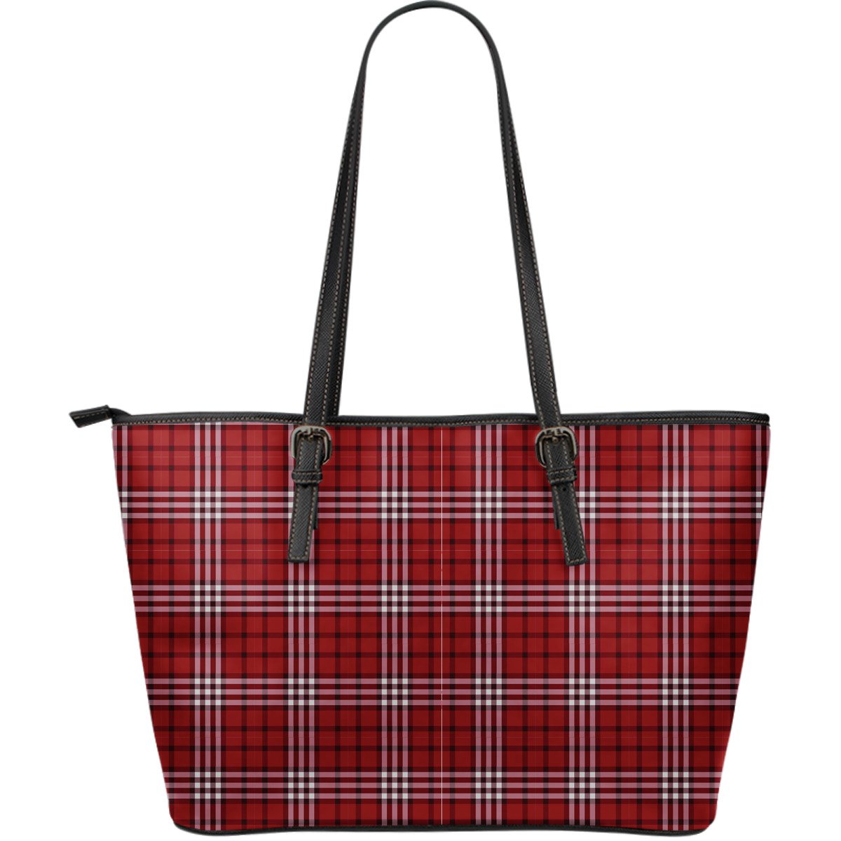 Scottish Tartan Royal Stewart Red Plaids Purse Leather Tote Bag-grizzshop