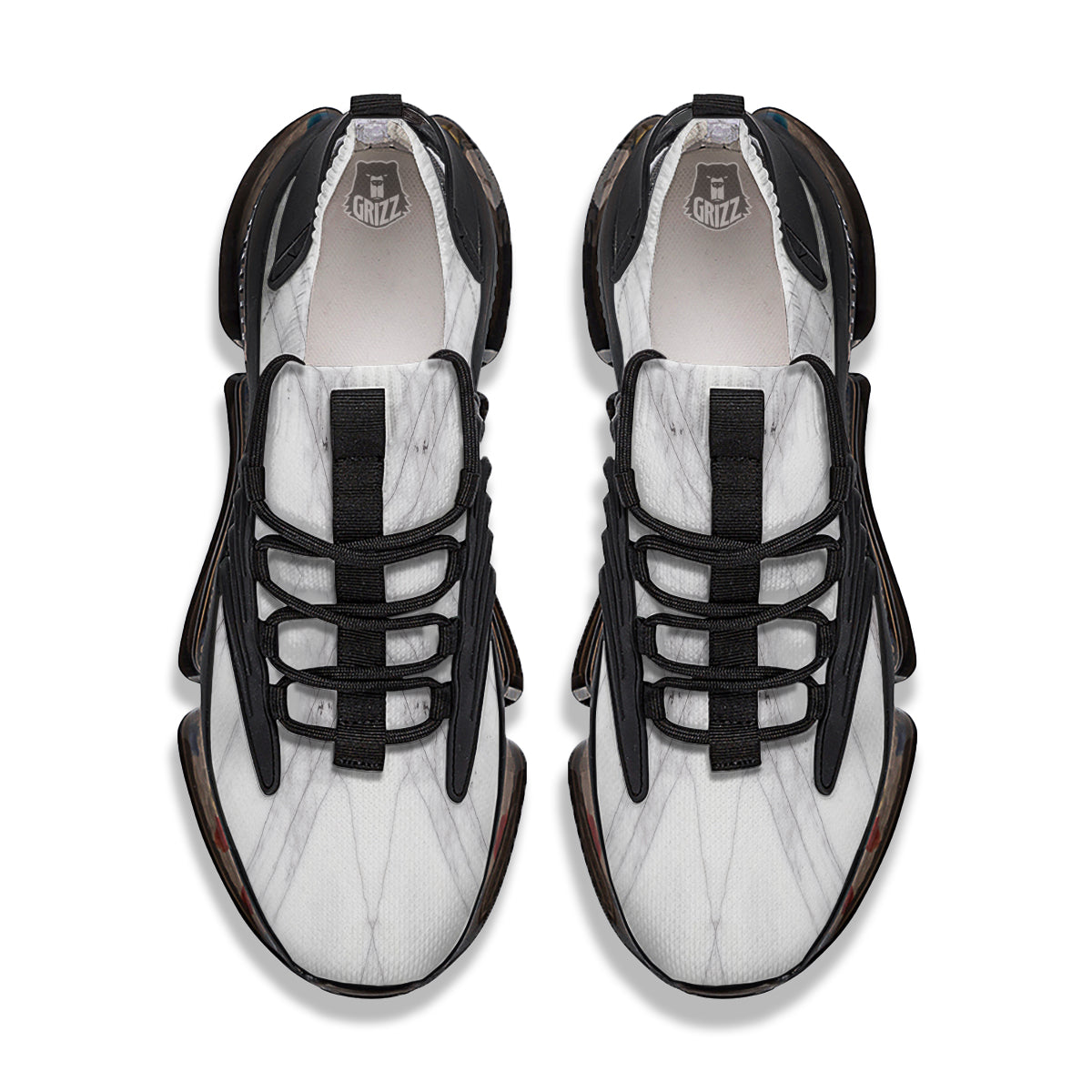 Scratch Marble White Gray Print Pattern Black Gym Shoes-grizzshop