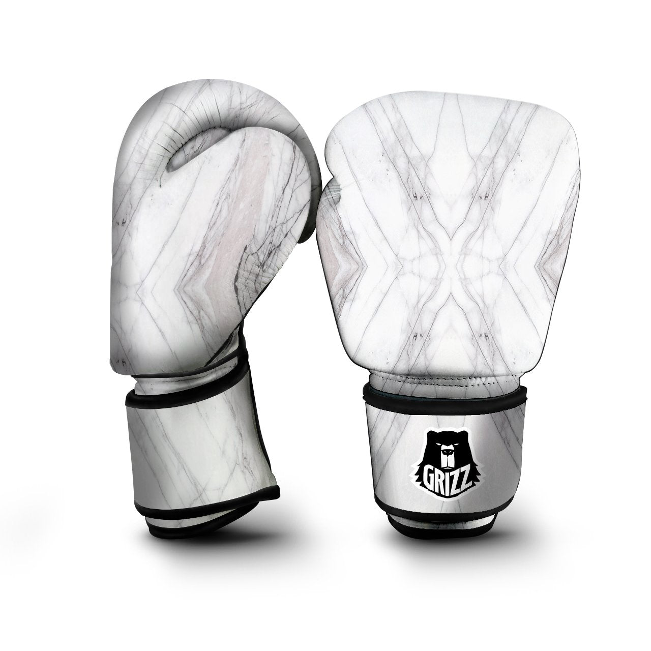 Scratch Marble White Gray Print Pattern Boxing Gloves-grizzshop