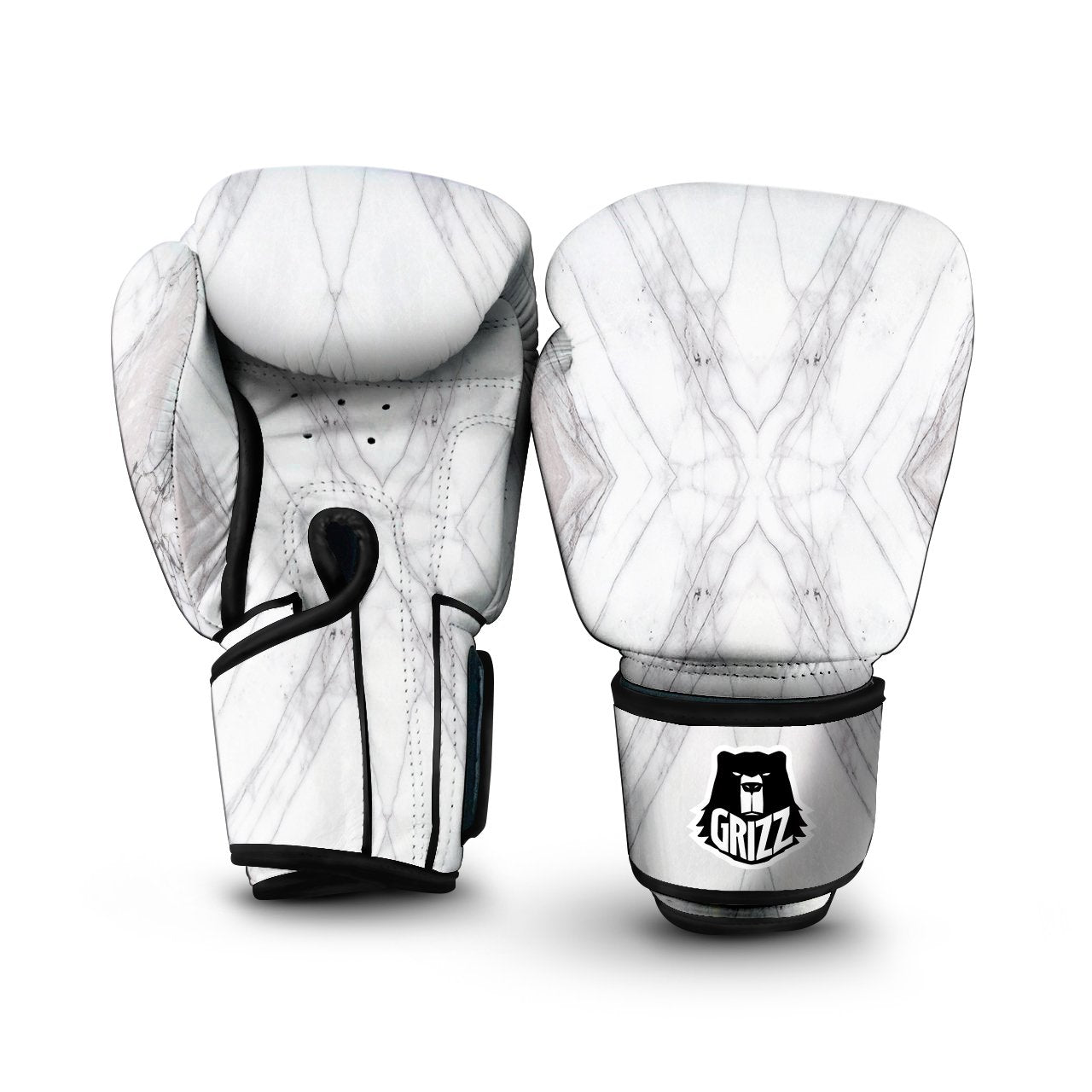 Scratch Marble White Gray Print Pattern Boxing Gloves-grizzshop