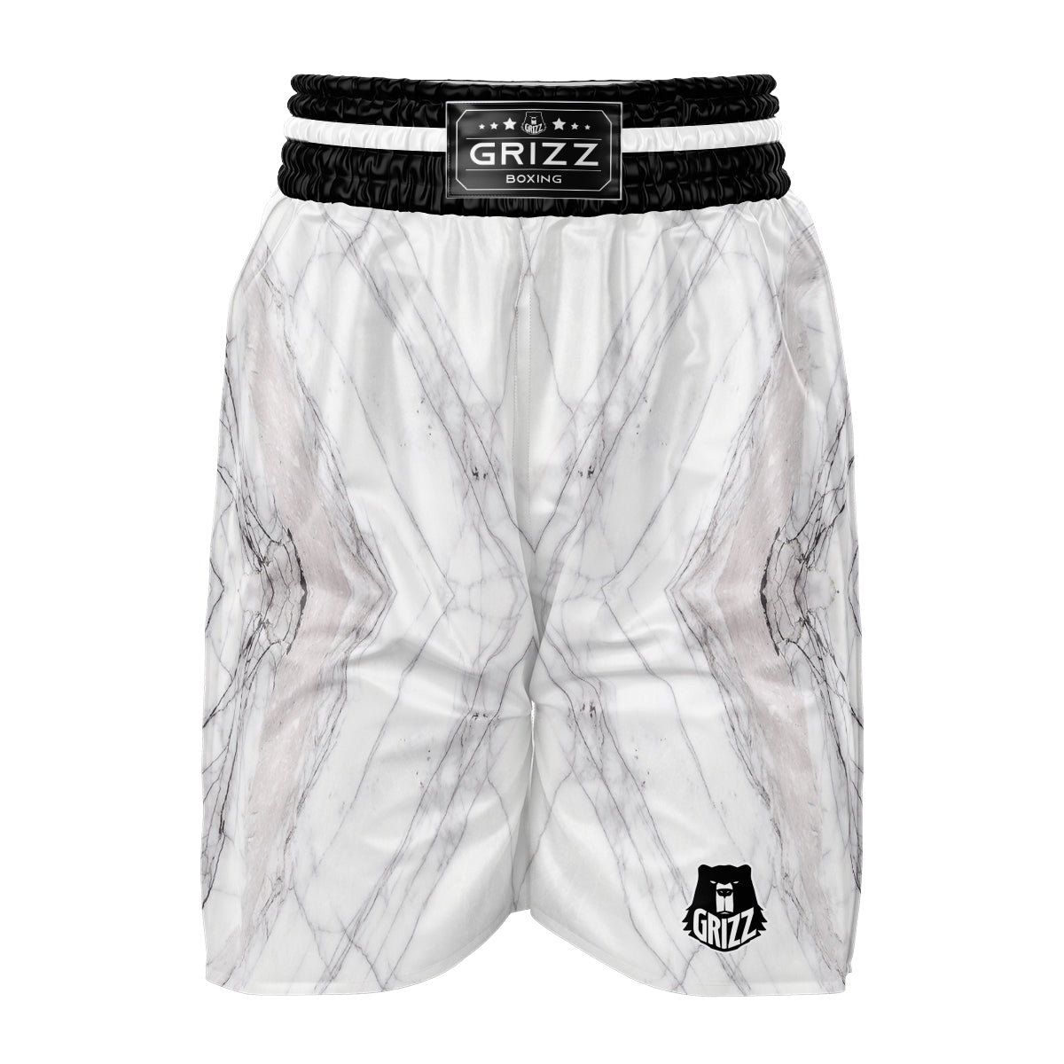 Scratch Marble White Gray Print Pattern Boxing Shorts-grizzshop