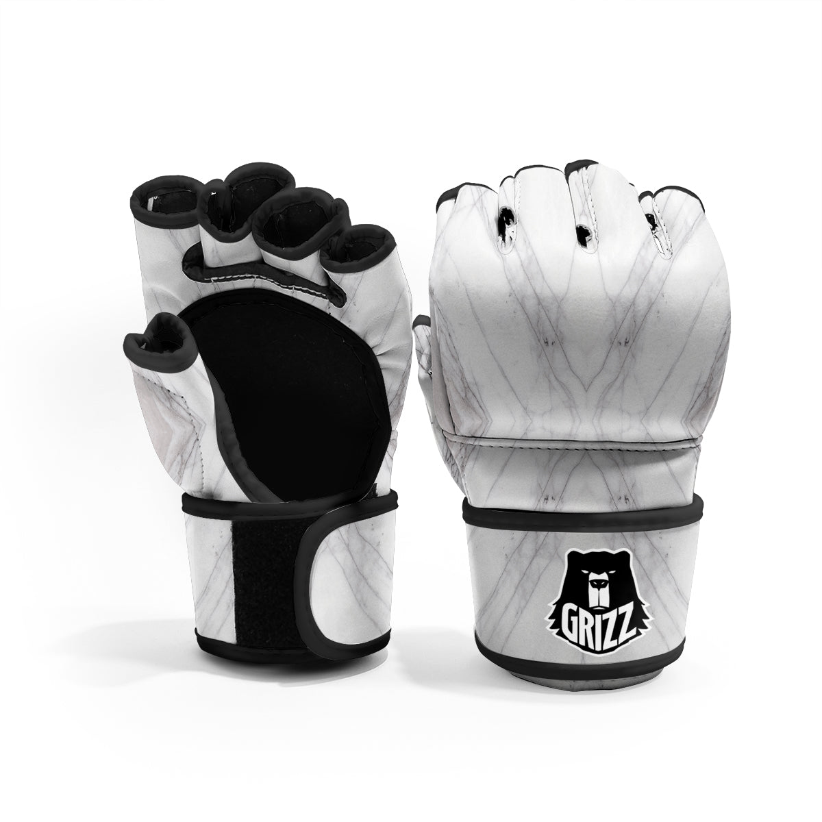 Scratch Marble White Gray Print Pattern MMA Gloves-grizzshop