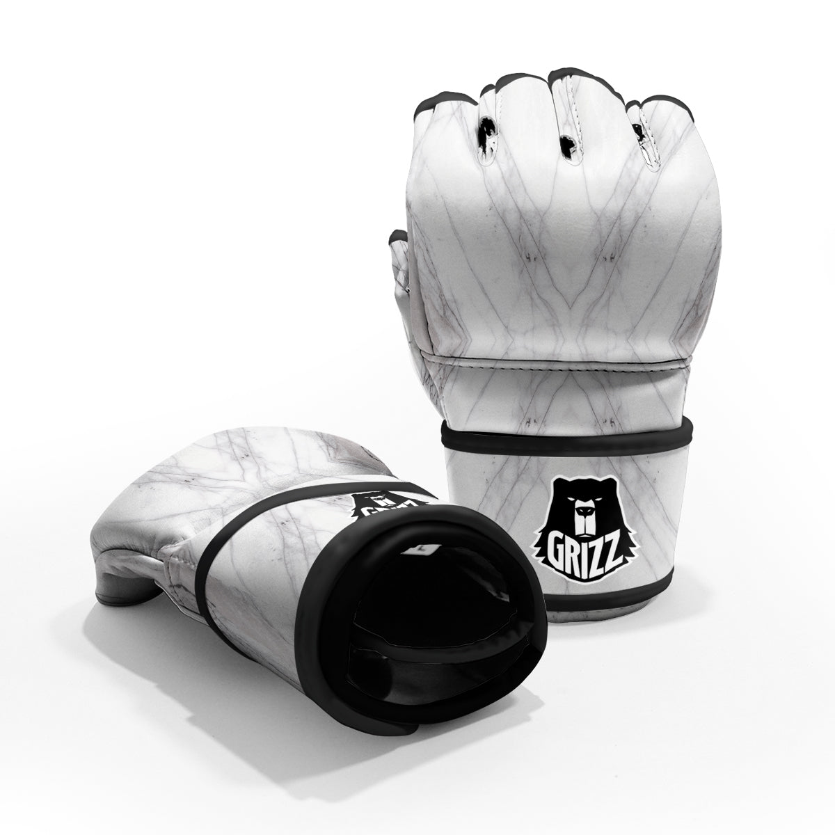 Scratch Marble White Gray Print Pattern MMA Gloves-grizzshop