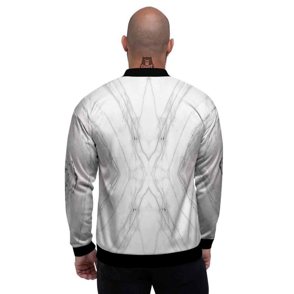 Scratch Marble White Gray Print Pattern Men's Bomber Jacket-grizzshop