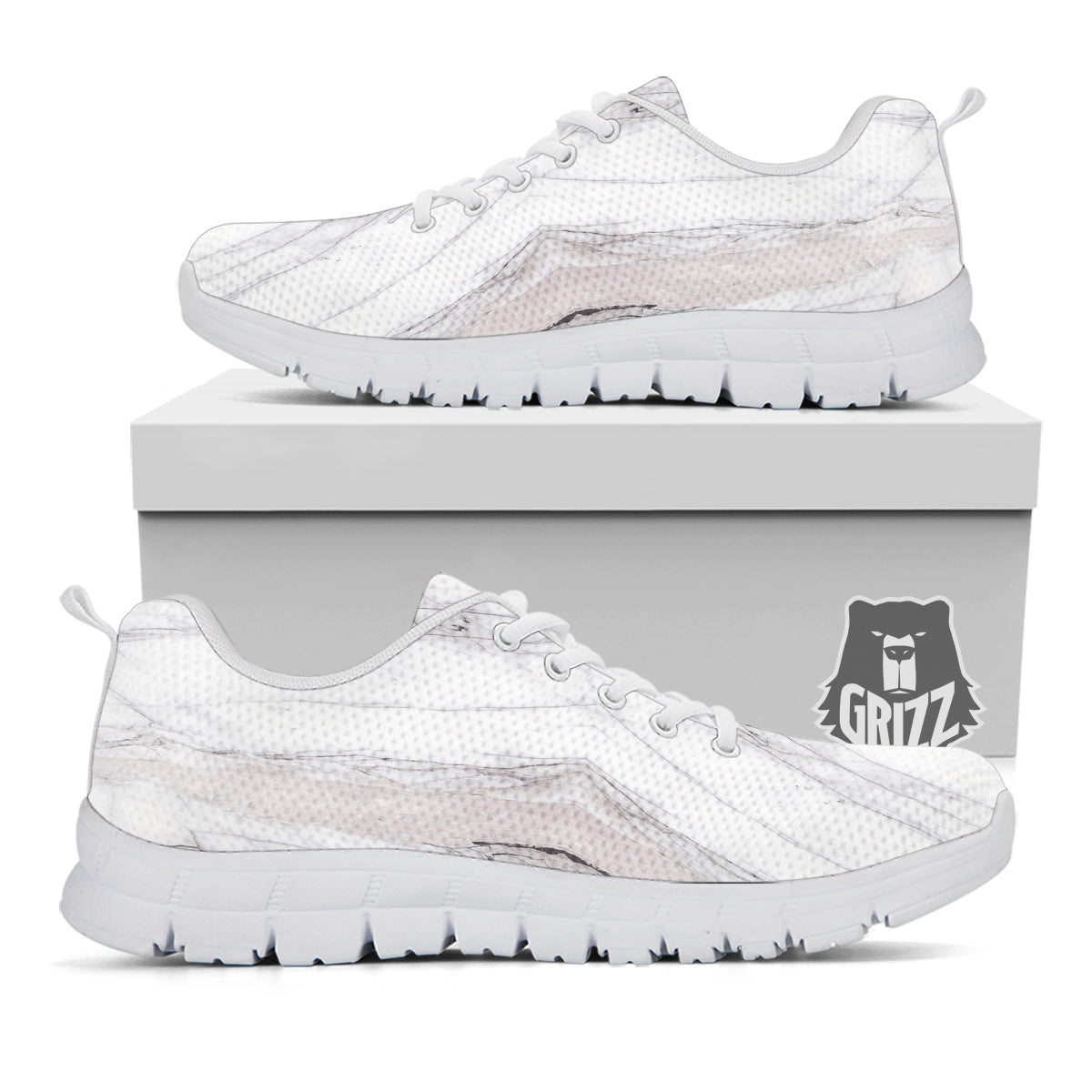 Scratch Marble White Gray Print Pattern White Sneaker-grizzshop