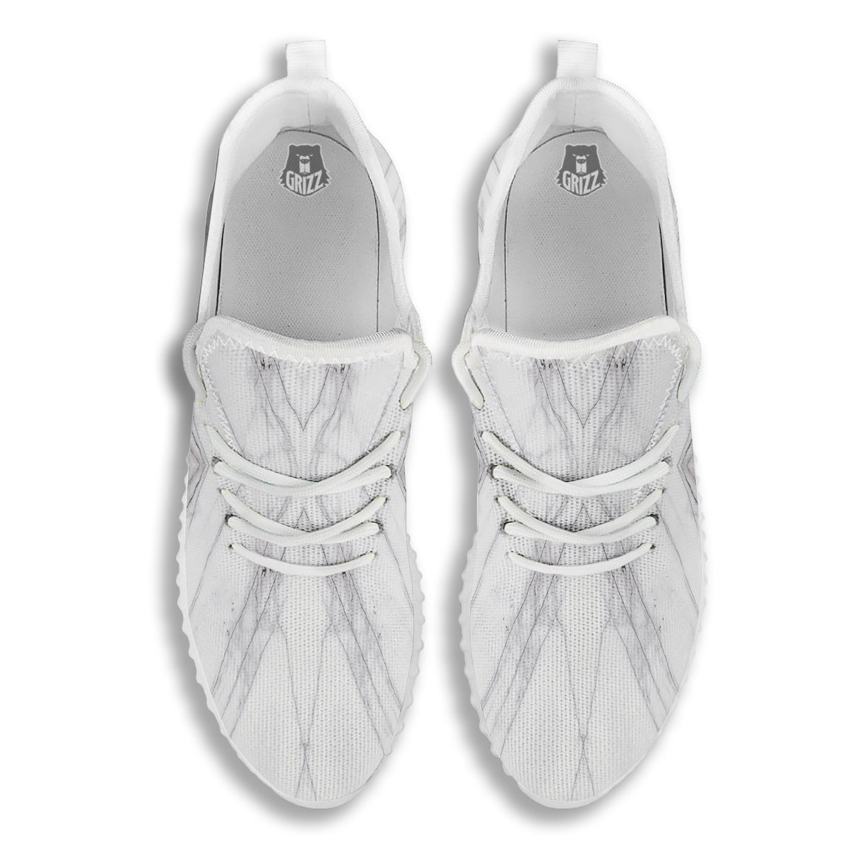 Scratch Marble White Gray Print Pattern White Walking Shoes-grizzshop