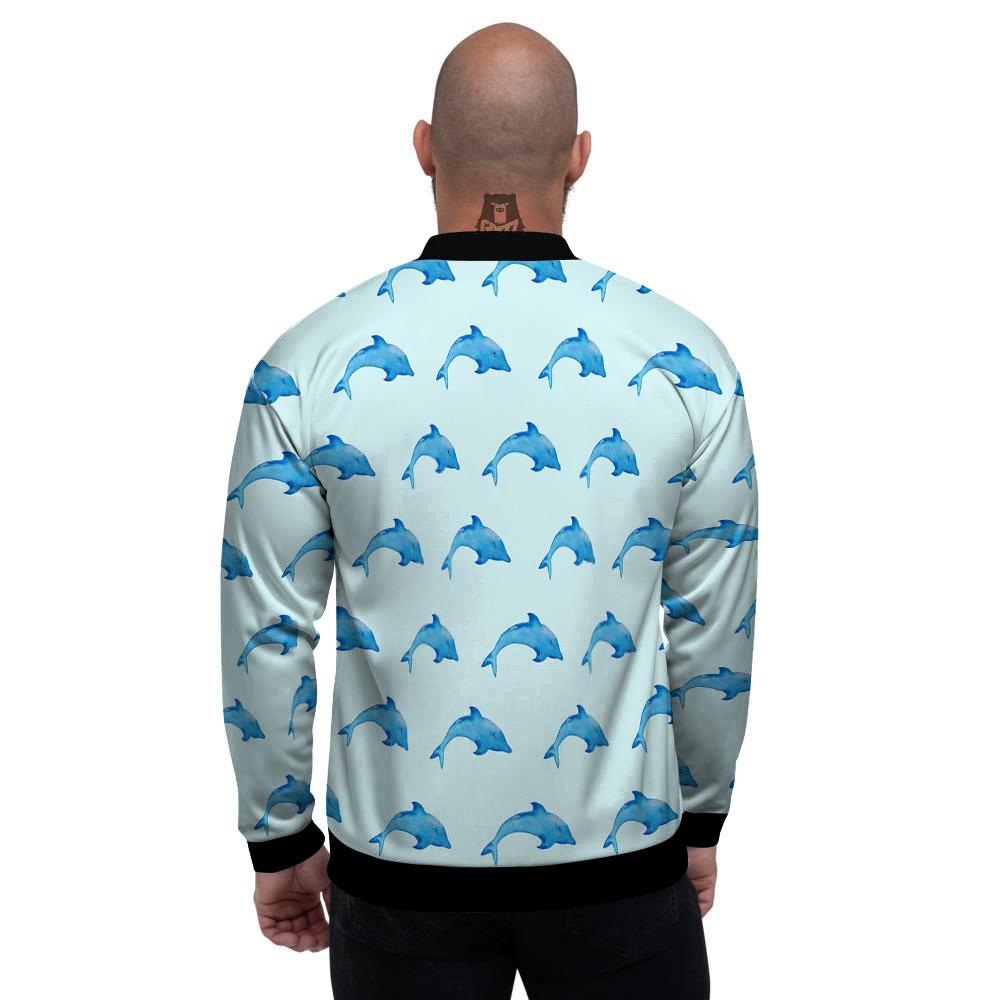 Sea Dolphin Watercolor Print Pattern Men's Bomber Jacket-grizzshop