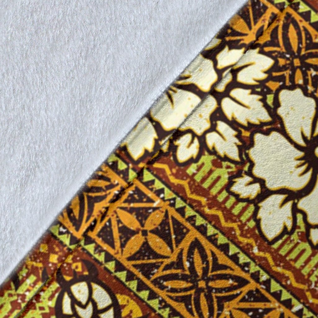 Sea Turtle Aztec Hibiscus Hawaiian Pattern Print Blanket-grizzshop