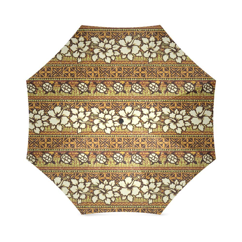 Sea Turtle Aztec Hibiscus Hawaiian Pattern Print Foldable Umbrella-grizzshop