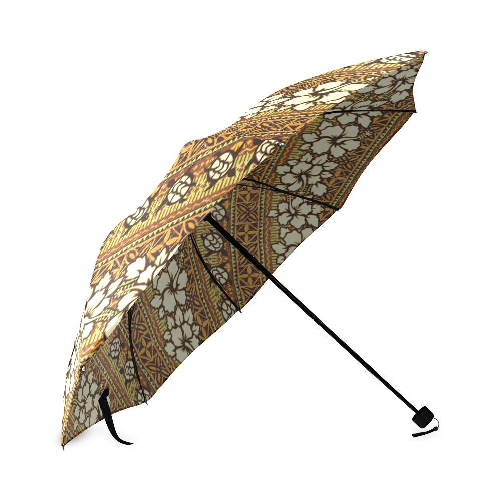 Sea Turtle Aztec Hibiscus Hawaiian Pattern Print Foldable Umbrella-grizzshop