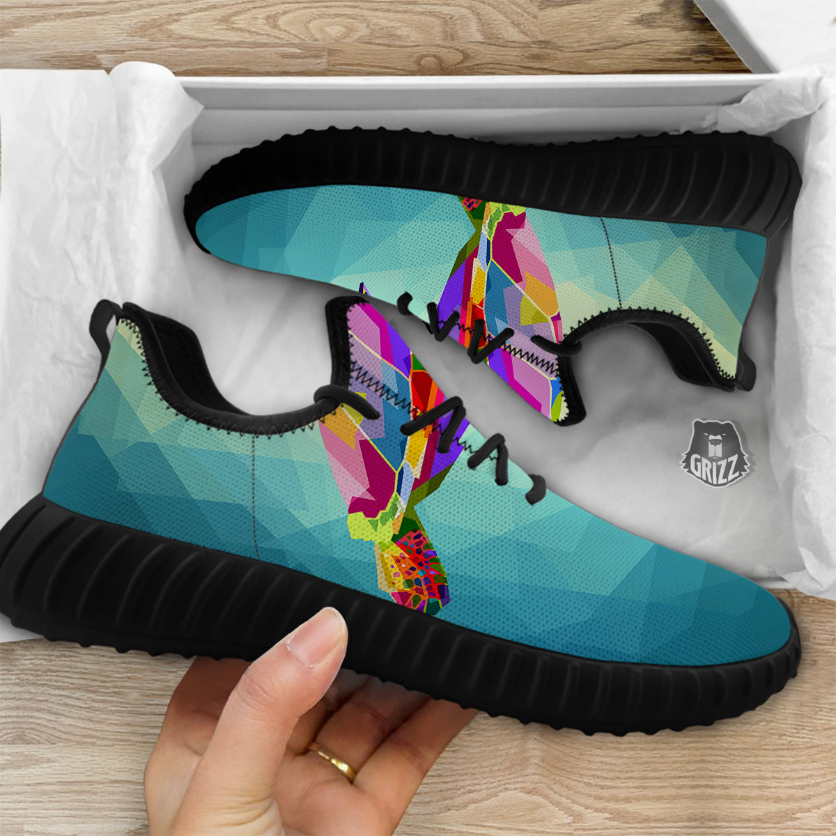 Sea Turtle Colorful Print Black Walking Shoes-grizzshop