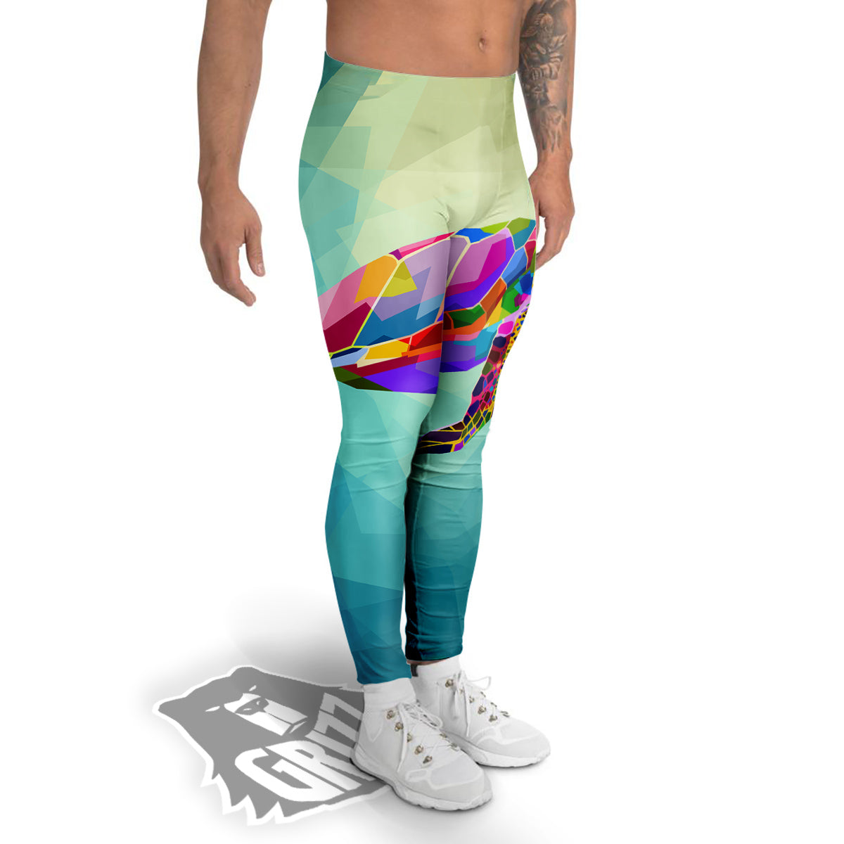 Sea Turtle Colorful Print Men's Leggings-grizzshop