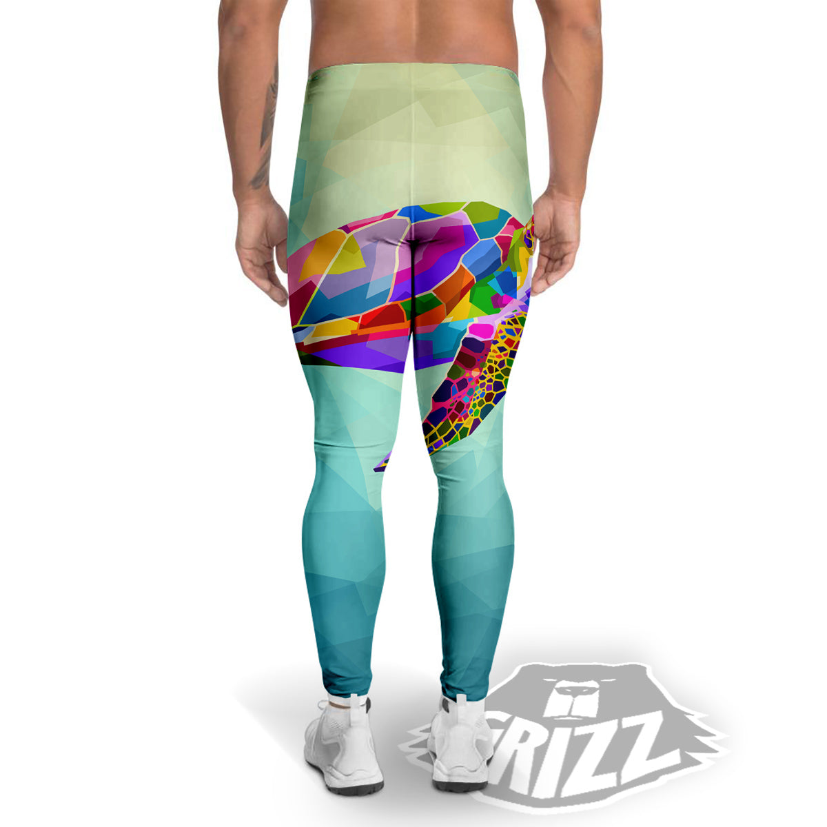 Sea Turtle Colorful Print Men's Leggings-grizzshop