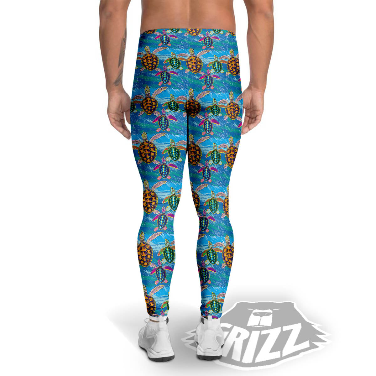 Sea Turtle Colorful Print Pattern Men's Leggings-grizzshop