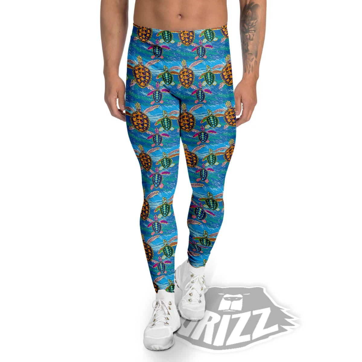 Sea Turtle Colorful Print Pattern Men's Leggings-grizzshop