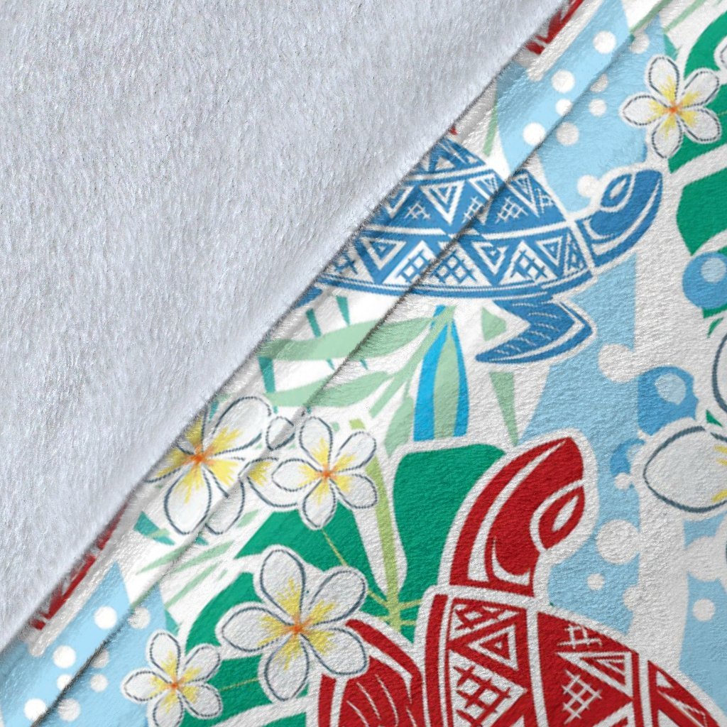 Sea Turtle Floral Hawaiian Pattern Print Blanket-grizzshop
