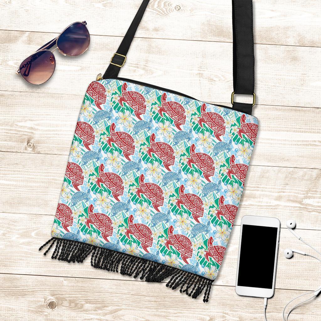 Sea Turtle Floral Hawaiian Pattern Print Crossbody Bags-grizzshop