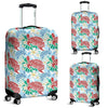 Sea Turtle Floral Hawaiian Pattern Print Luggage Cover Protector-grizzshop