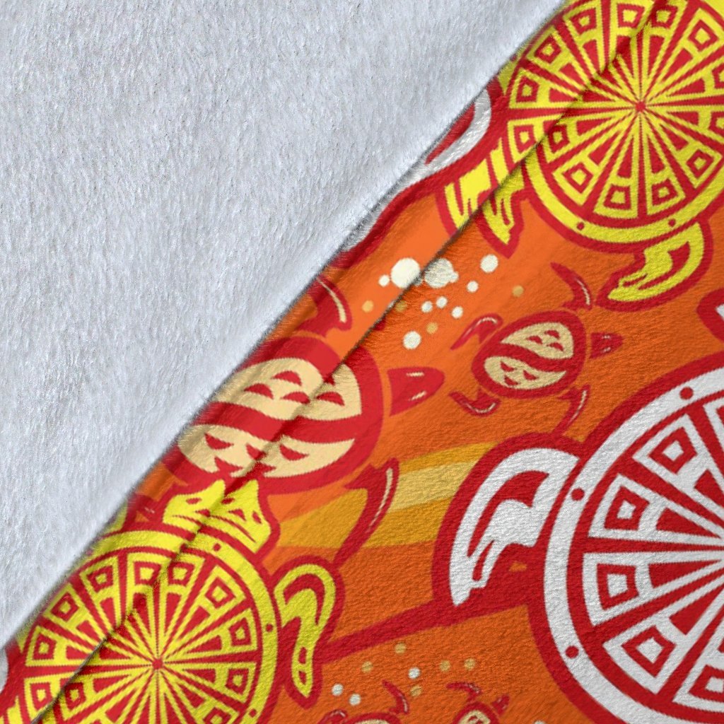 Sea Turtle Hawaiian Orange Pattern Print Blanket-grizzshop