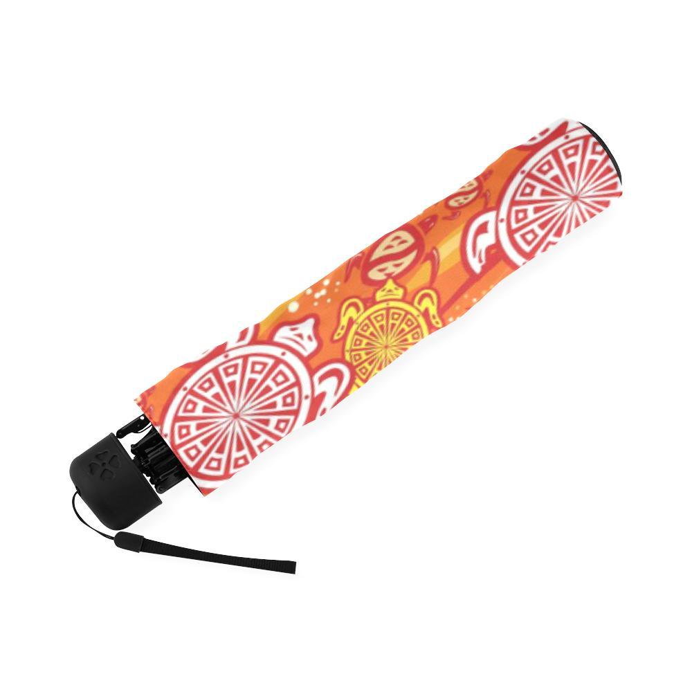 Sea Turtle Hawaiian Orange Pattern Print Foldable Umbrella-grizzshop