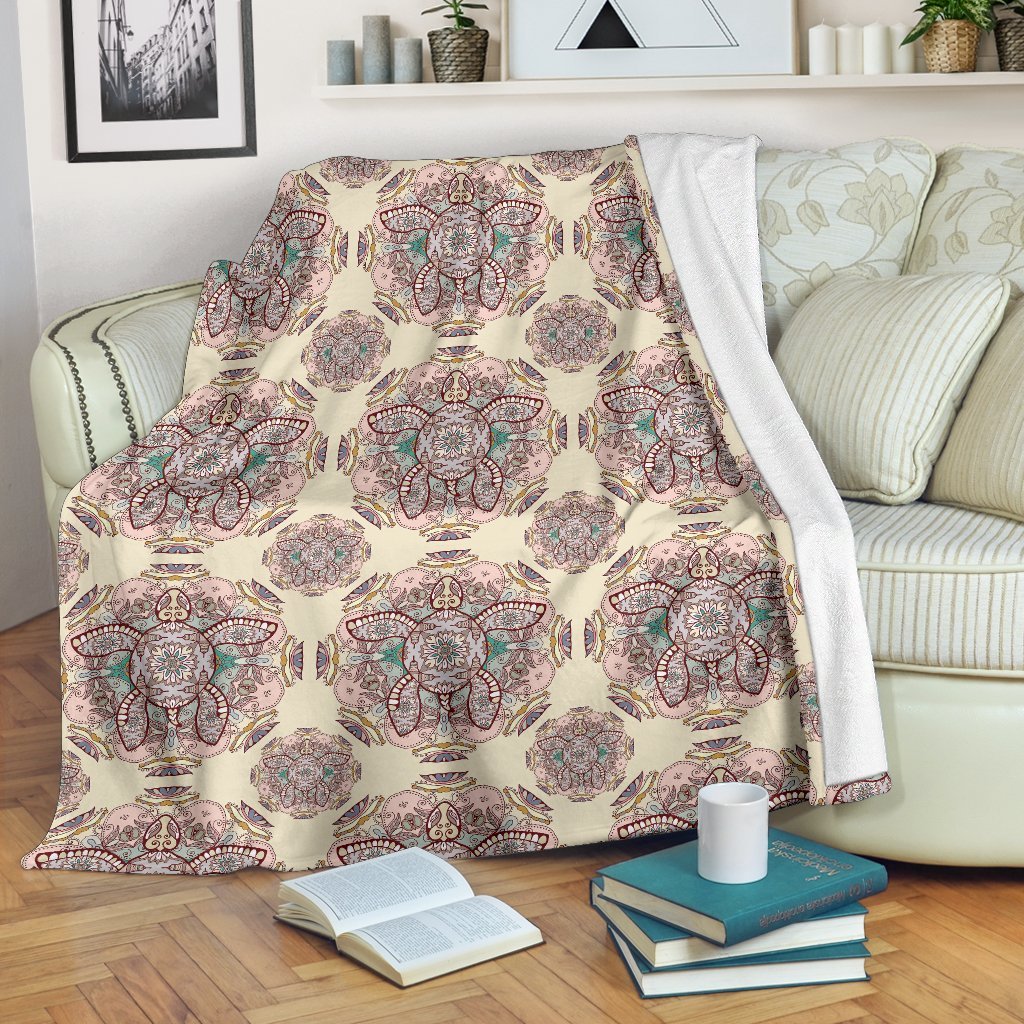 Sea Turtle Hawaiian Pattern Print Blanket-grizzshop