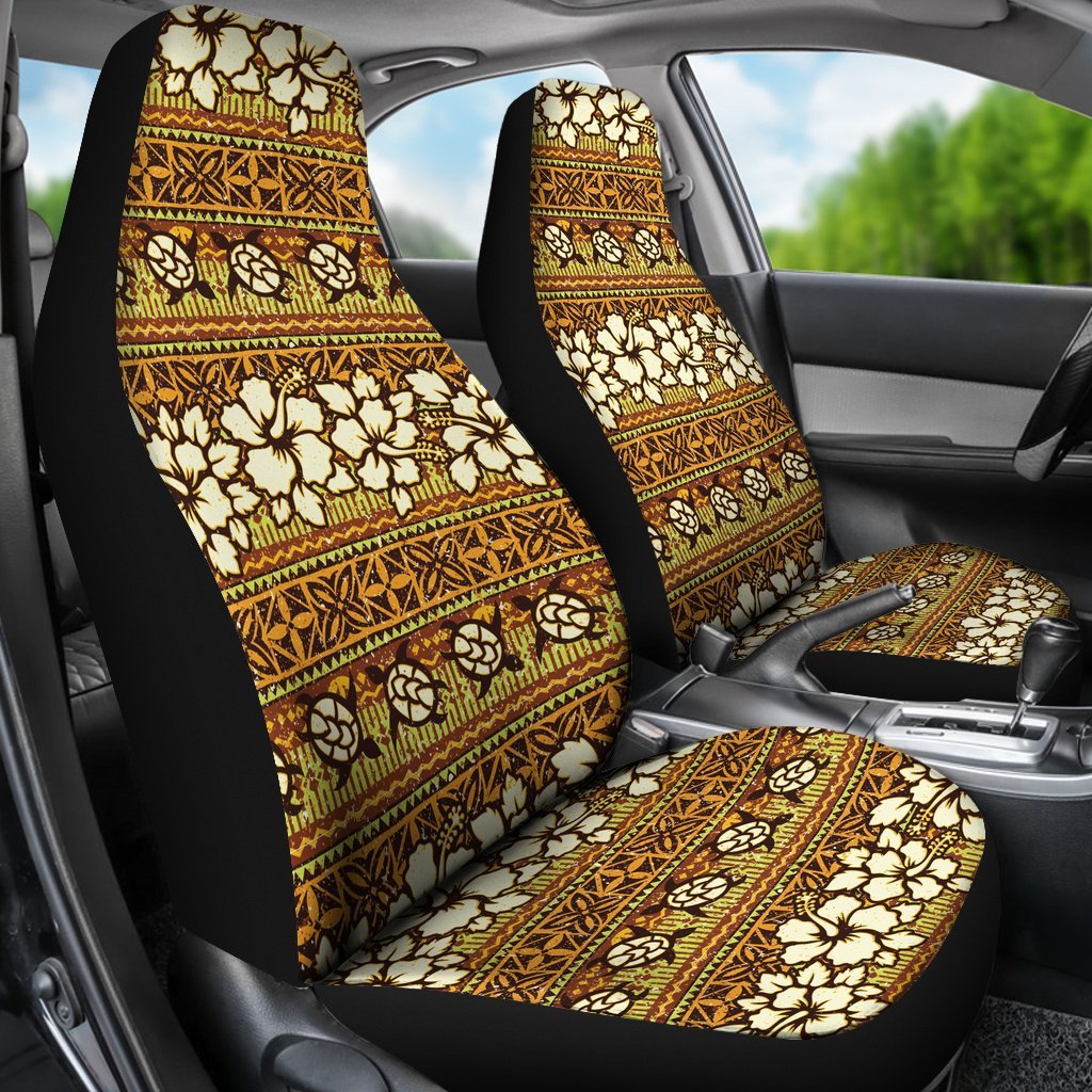 Sea Turtle Aztec Hibiscus Hawaiian Pattern Print Universal Fit Car Seat Cover-grizzshop