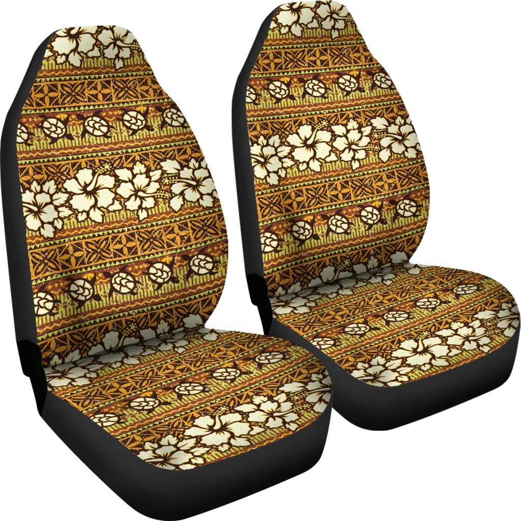 Sea Turtle Aztec Hibiscus Hawaiian Pattern Print Universal Fit Car Seat Cover-grizzshop