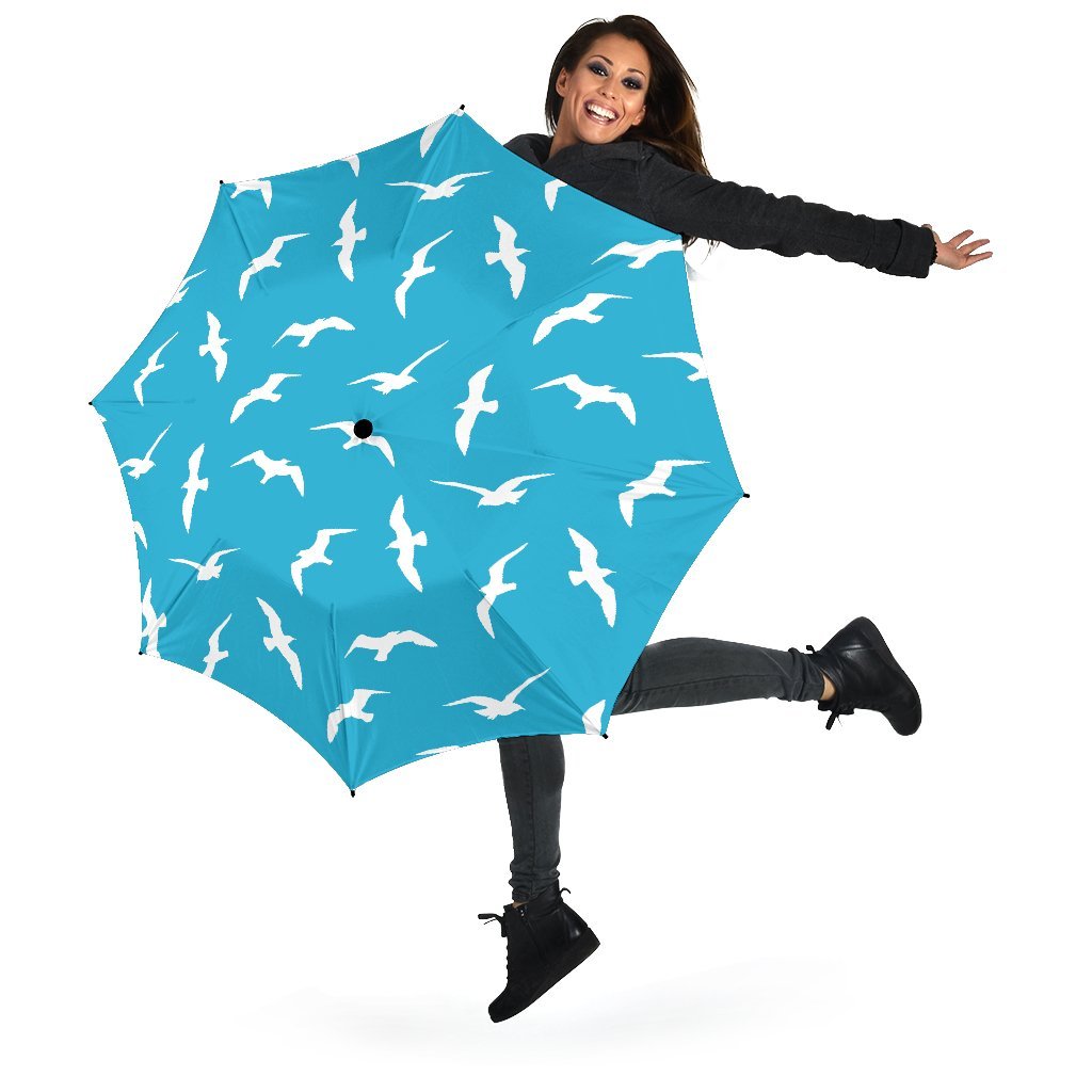 Seagull Pattern Print Automatic Foldable Umbrella-grizzshop