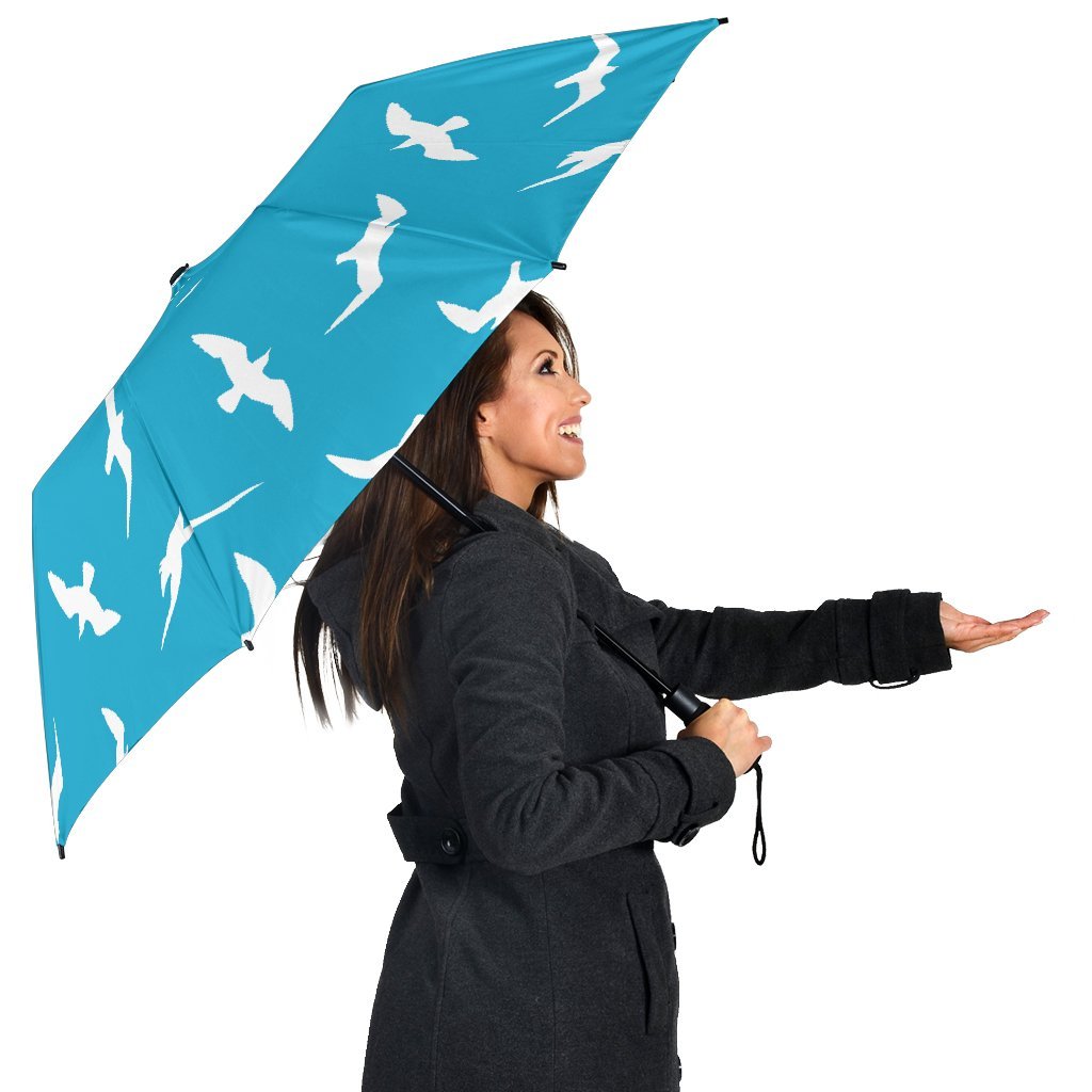 Seagull Pattern Print Automatic Foldable Umbrella-grizzshop