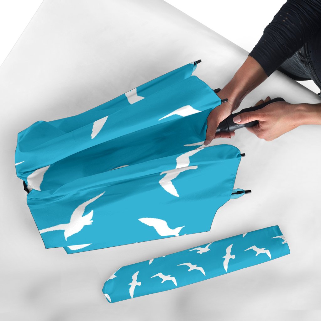 Seagull Pattern Print Automatic Foldable Umbrella-grizzshop