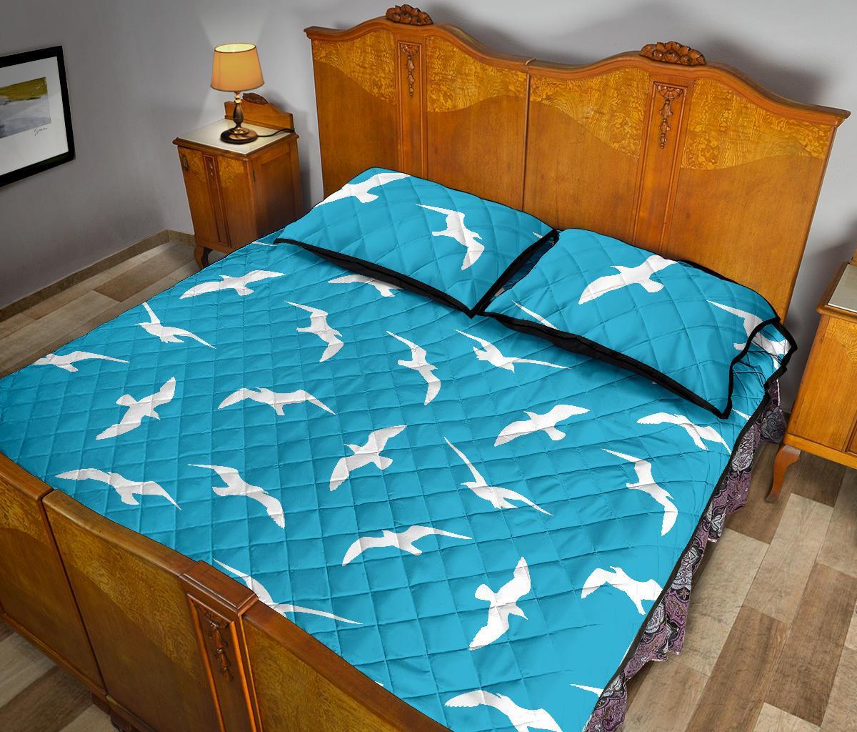 Seagull Pattern Print Bed Set Quilt-grizzshop