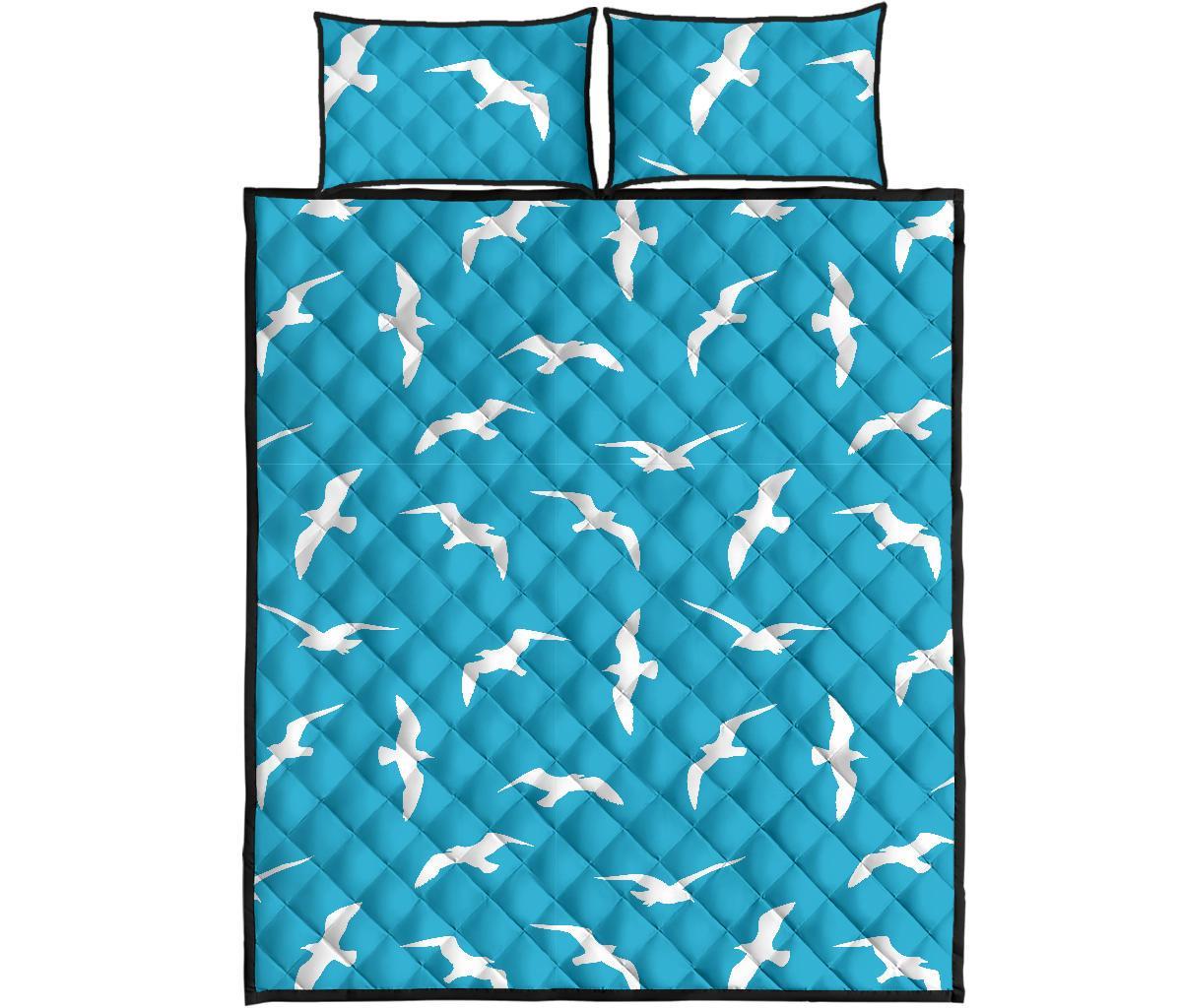 Seagull Pattern Print Bed Set Quilt-grizzshop