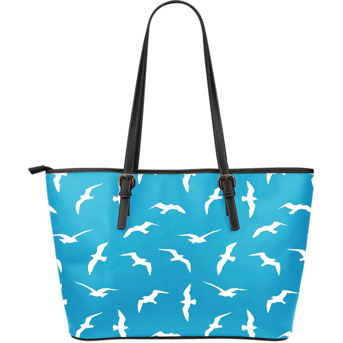 Seagull Pattern Print Leather Tote Bag-grizzshop