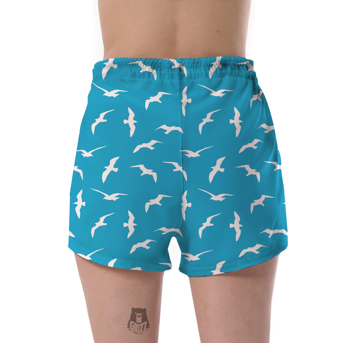 Seagull Pattern Print Women's Shorts-grizzshop