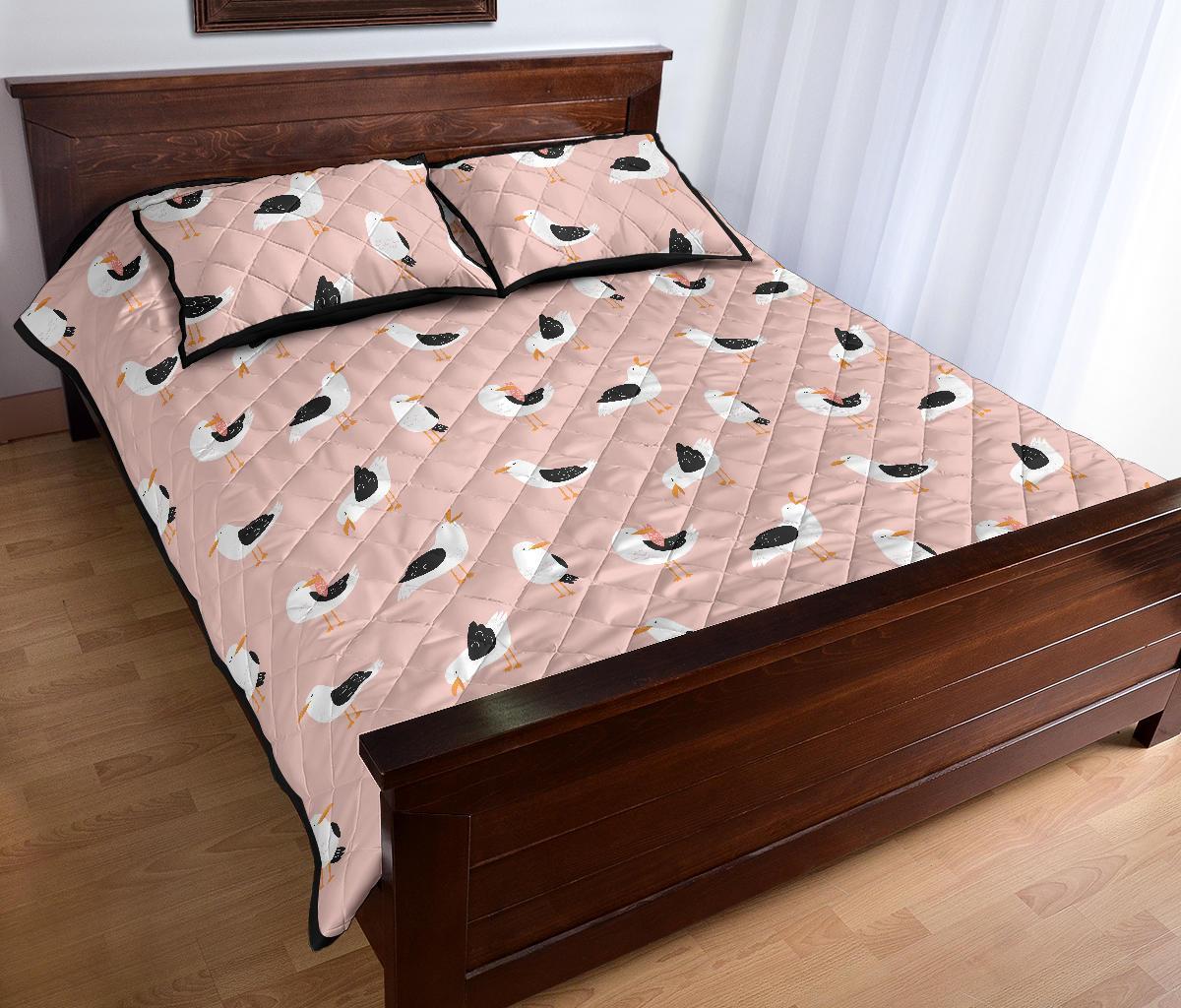 Seagull Pink Pattern Print Bed Set Quilt-grizzshop