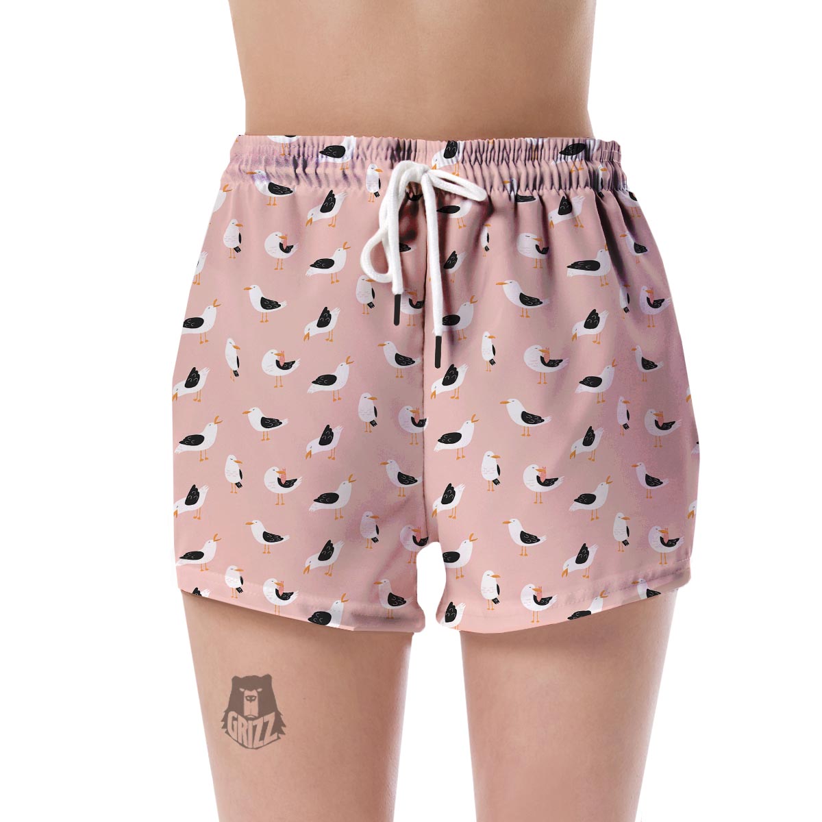 Seagull Pink Pattern Print Women's Shorts-grizzshop