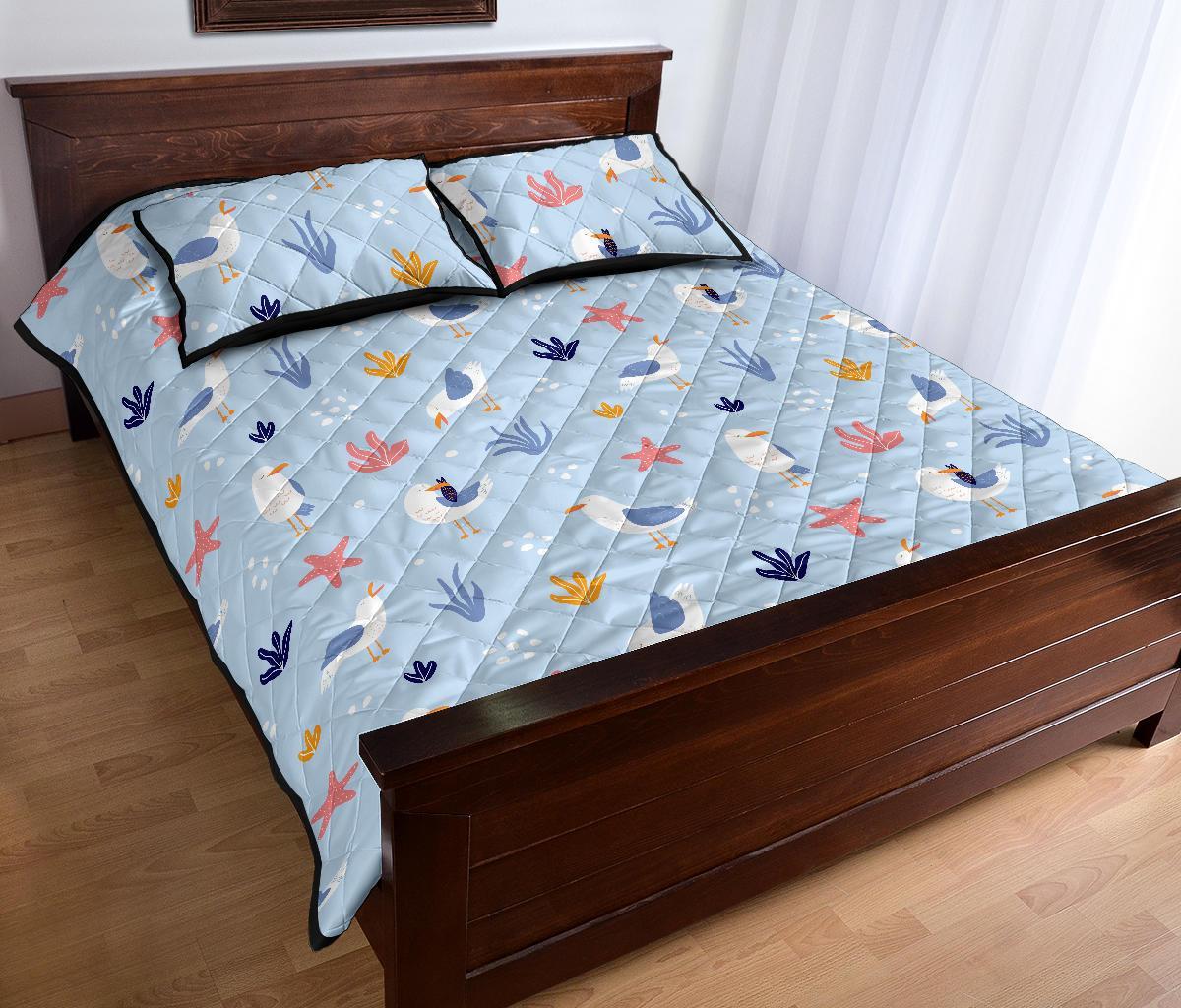 Seagull Print Pattern Bed Set Quilt-grizzshop