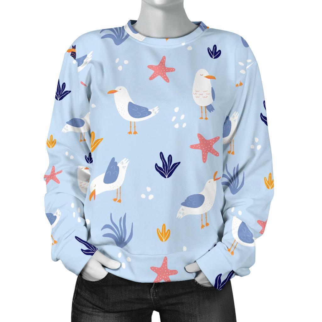 Seagull Print Pattern Women's Sweatshirt-grizzshop