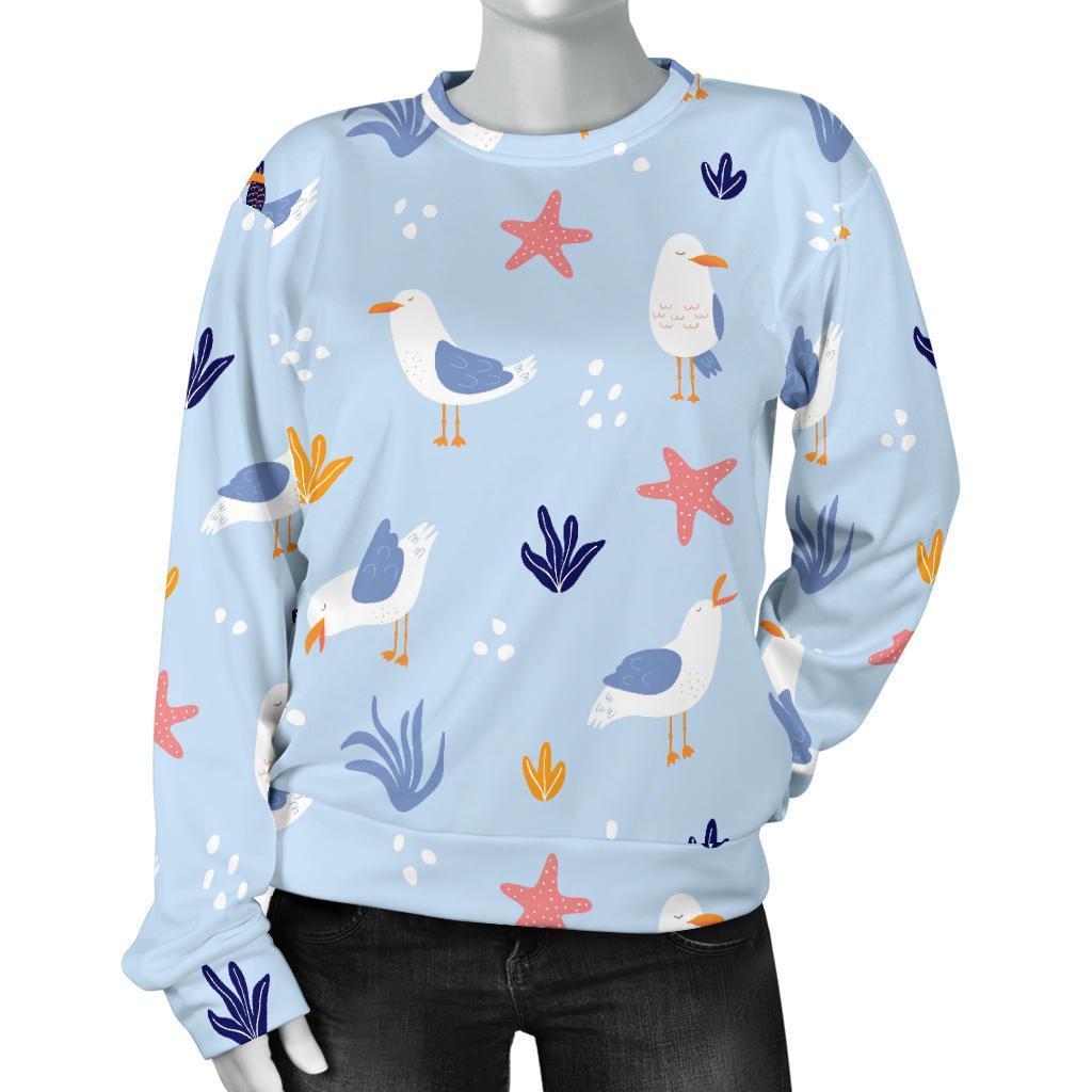 Seagull Print Pattern Women's Sweatshirt-grizzshop