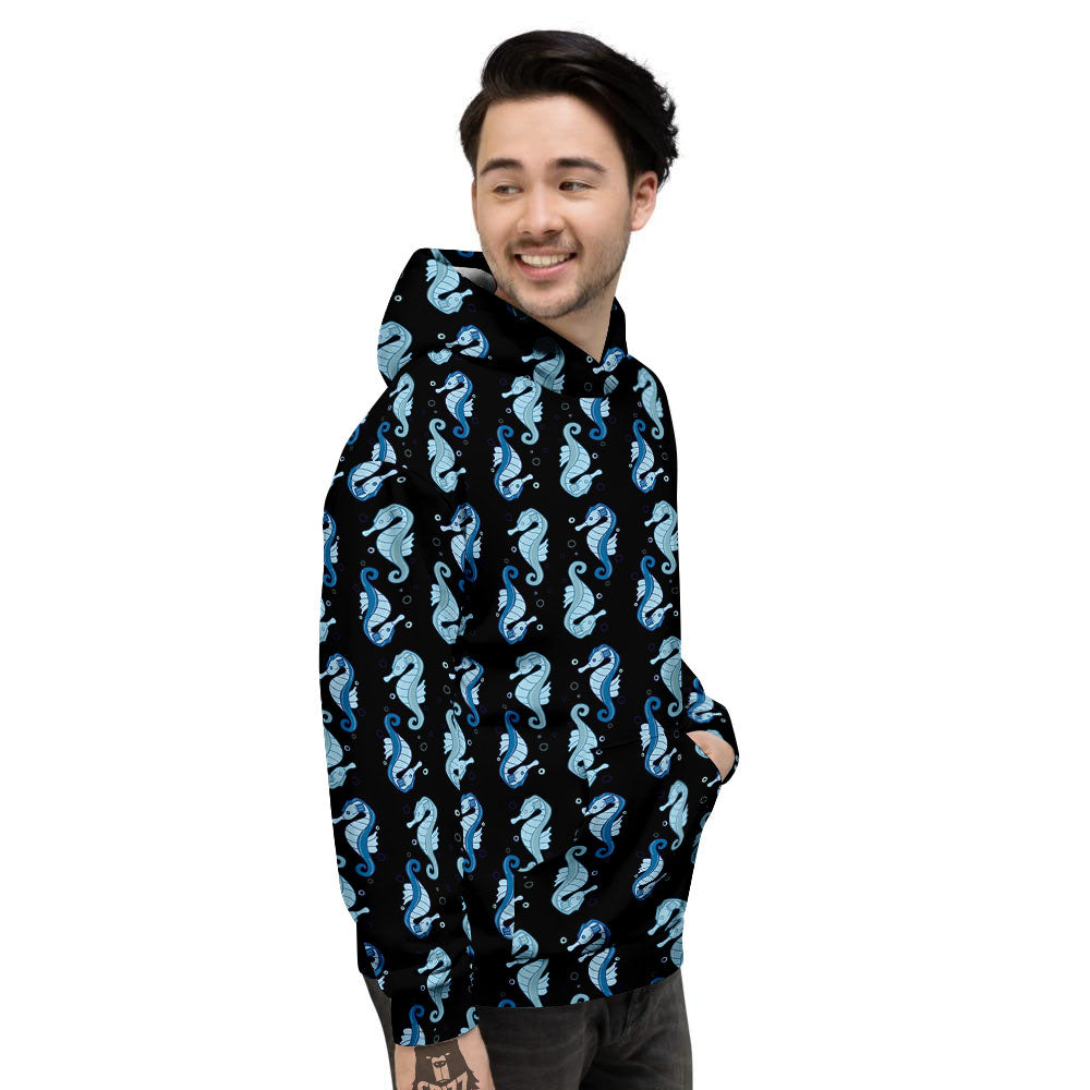 Seahorse Blue Print Pattern Men's Hoodie-grizzshop