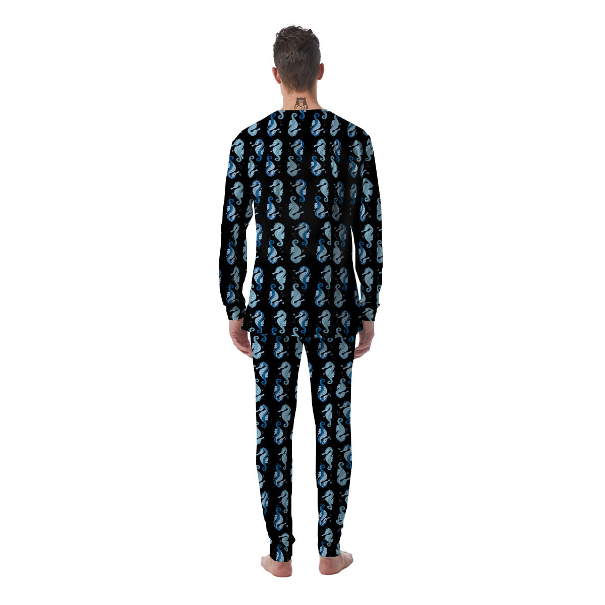 Seahorse Blue Print Pattern Men's Pajamas-grizzshop