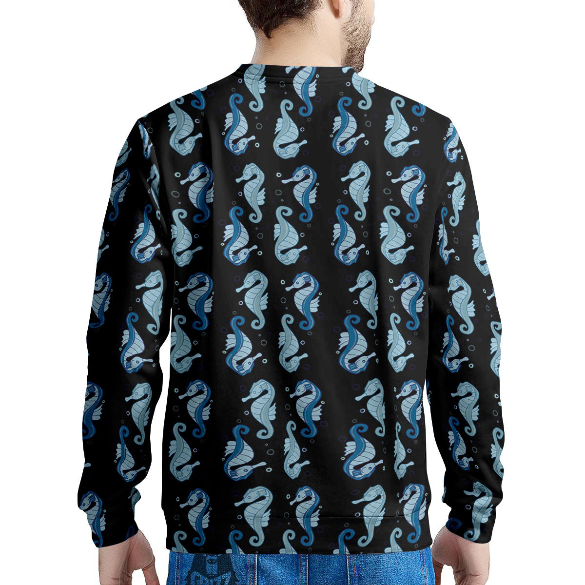 Seahorse Blue Print Pattern Men's Sweatshirt-grizzshop