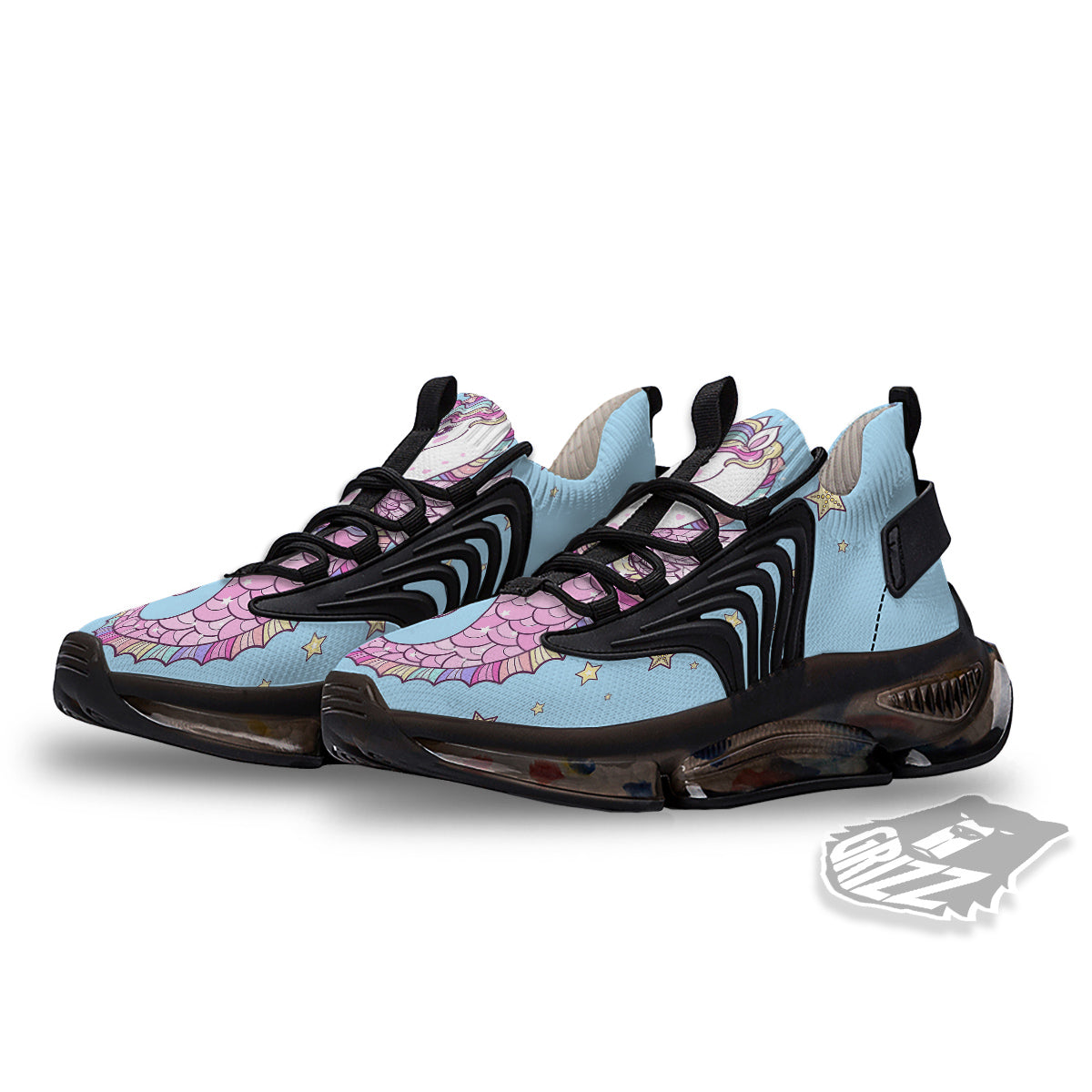 Seahorse Colorful Print Black Gym Shoes-grizzshop