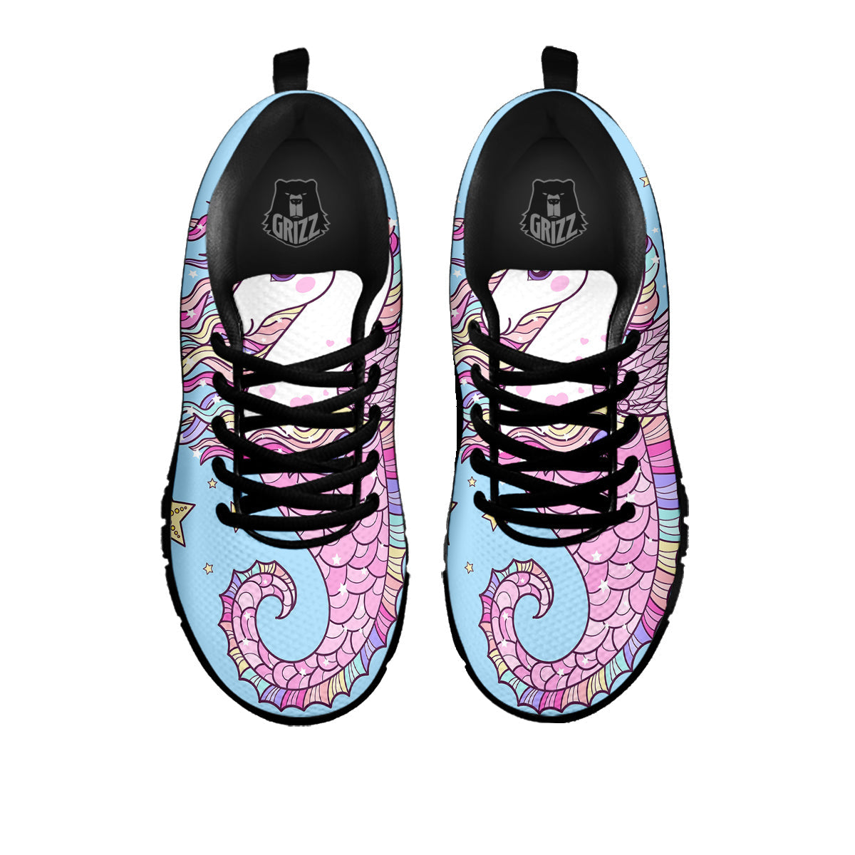 Seahorse Colorful Print Black Sneaker-grizzshop