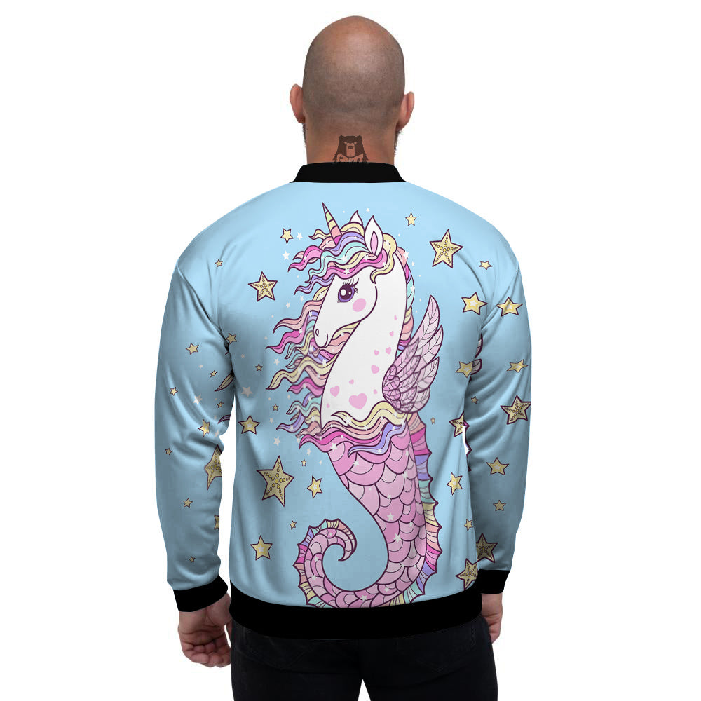 Seahorse Colorful Print Men's Bomber Jacket-grizzshop
