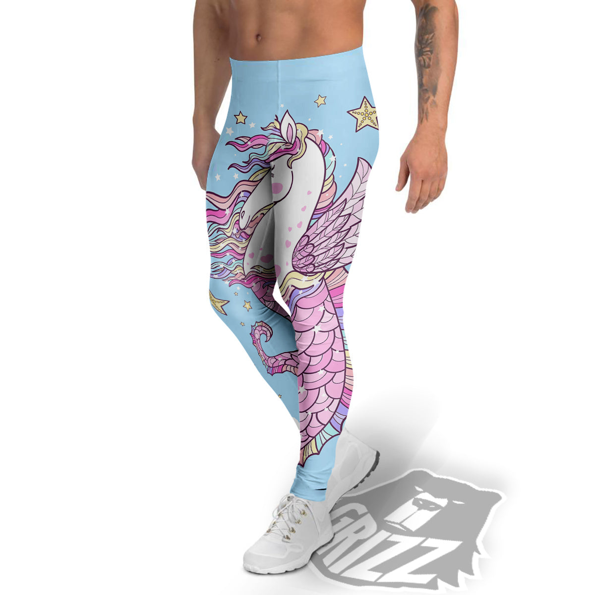 Seahorse Colorful Print Men's Leggings-grizzshop