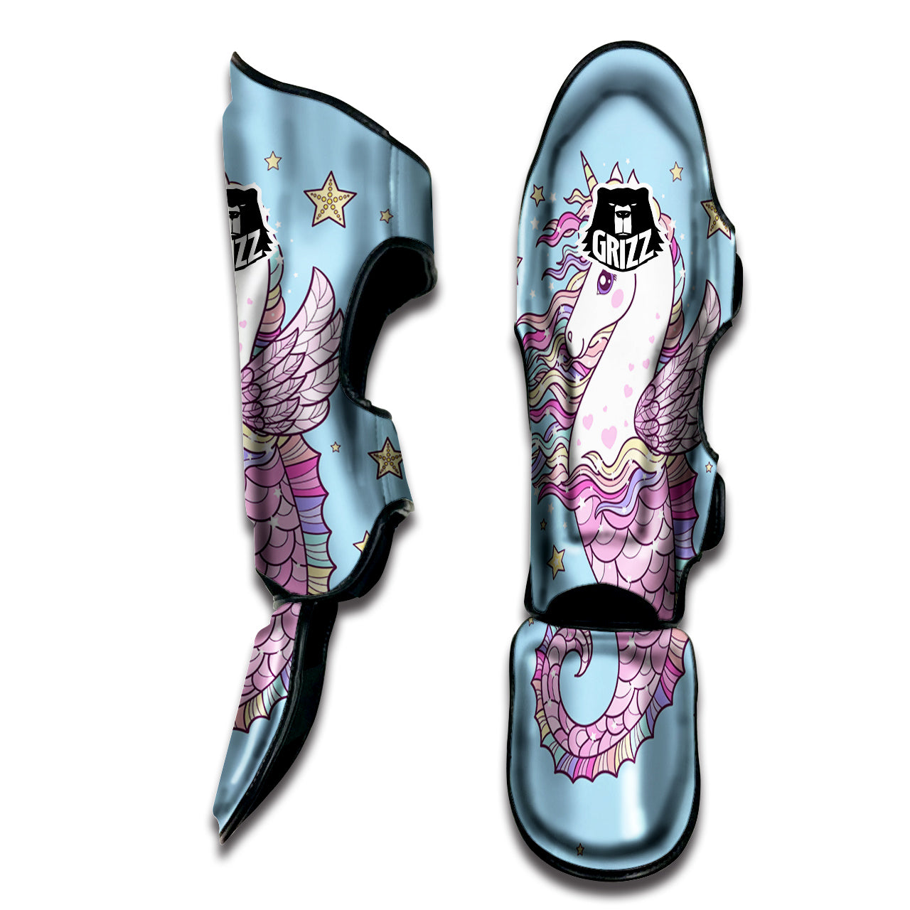Seahorse Colorful Print Muay Thai Shin Guards-grizzshop