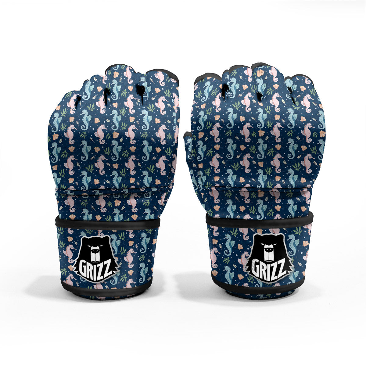 Seahorse Colorful Print Pattern MMA Gloves-grizzshop